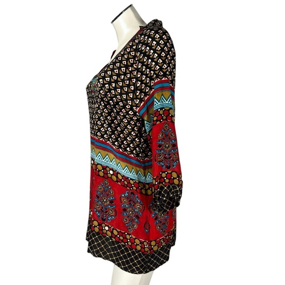 TOLANI Nisha 100% Silk Boho Tunic Top Mini Dress Women's Size S - Picture 6 of 16